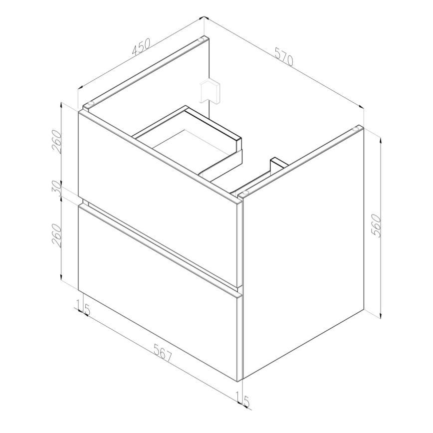 Dřevojas - Waschtischunterschrank mit Waschbecken BANO 60x47 cm weiß