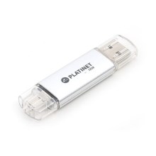 Dual Flash Disk USB + MicroUSB 32GB Silber