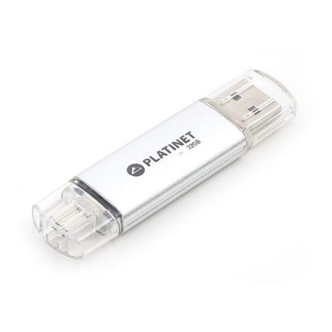 Dual Flash Disk USB + MicroUSB 32GB Silber