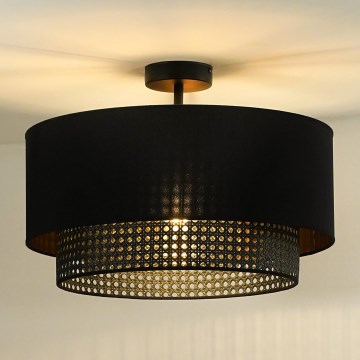 Duolla - Aufbauleuchte BOHO RATTAN 1xE27/15W/230V d 45 cm schwarz