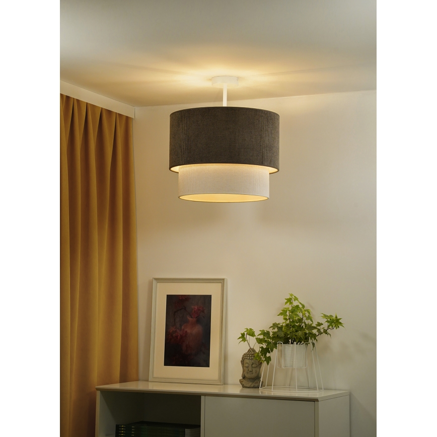 Duolla - Aufbauleuchte CORDUROY 1xE27/15W/230V d 40 cm braun/cremefarben