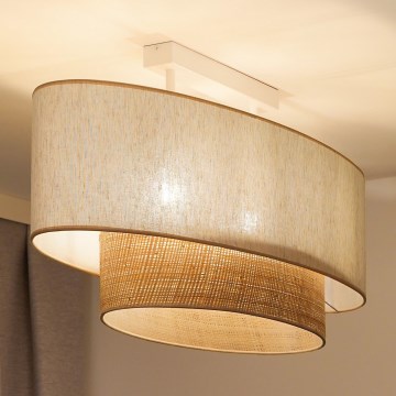 Duolla - Aufbauleuchte DOUBLE OVAL NATURE 2xE27/15W/230V cremefarben/beige