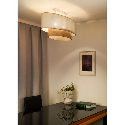 Duolla - Aufbauleuchte DOUBLE OVAL NATURE 2xE27/15W/230V cremefarben/beige