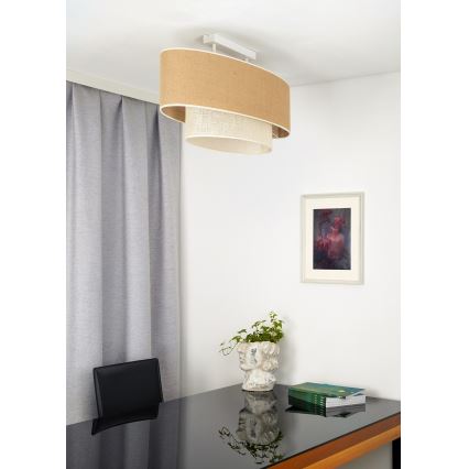 Duolla - Aufbauleuchte DOUBLE OVAL YUTE 2xE27/15W/230V braun/cremefarben