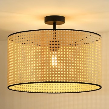 Duolla - Aufbauleuchte ROLLER RATTAN 1xE27/15W/230V d 45 cm beige/schwarz