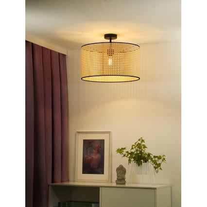 Duolla - Aufbauleuchte ROLLER RATTAN 1xE27/15W/230V d 45 cm beige/schwarz