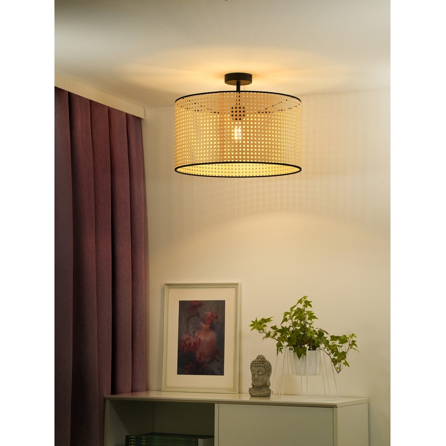 Duolla - Aufbauleuchte ROLLER RATTAN 1xE27/15W/230V d 45 cm beige/schwarz