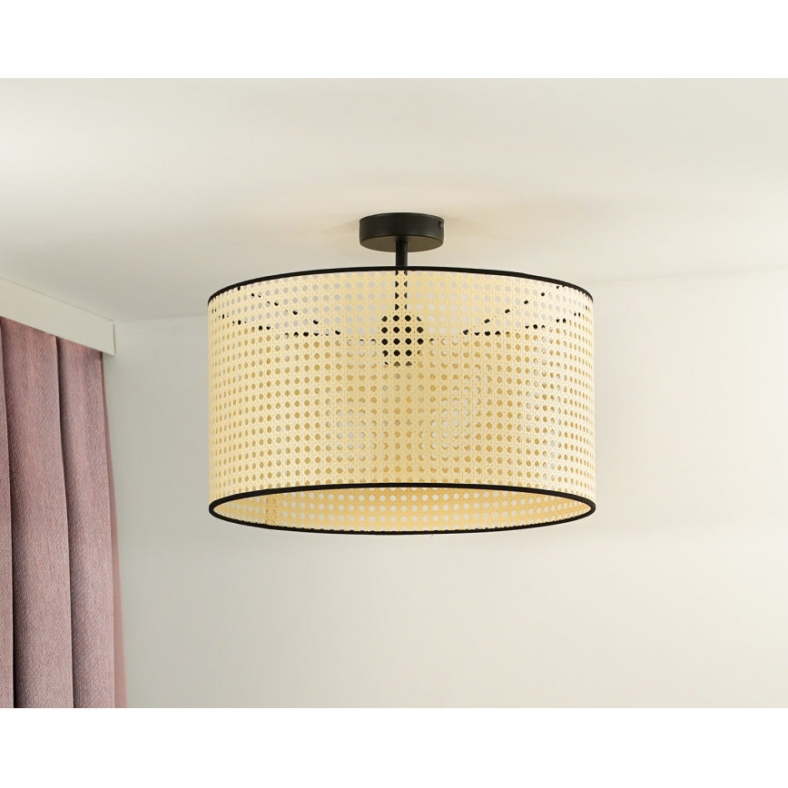 Duolla - Aufbauleuchte ROLLER RATTAN 1xE27/15W/230V d 45 cm beige/schwarz
