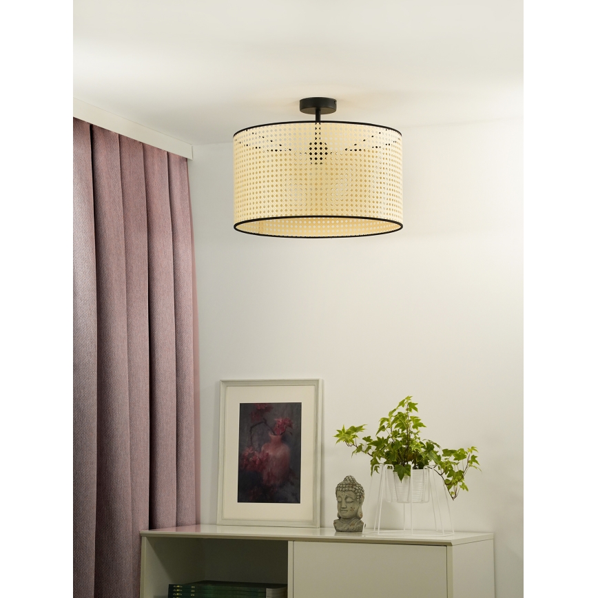 Duolla - Aufbauleuchte ROLLER RATTAN 1xE27/15W/230V d 45 cm beige/schwarz