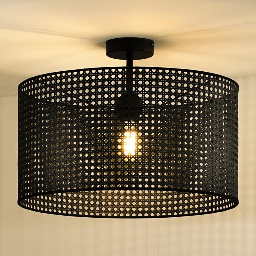 Duolla - Aufbauleuchte ROLLER RATTAN 1xE27/15W/230V d 45 cm schwarz