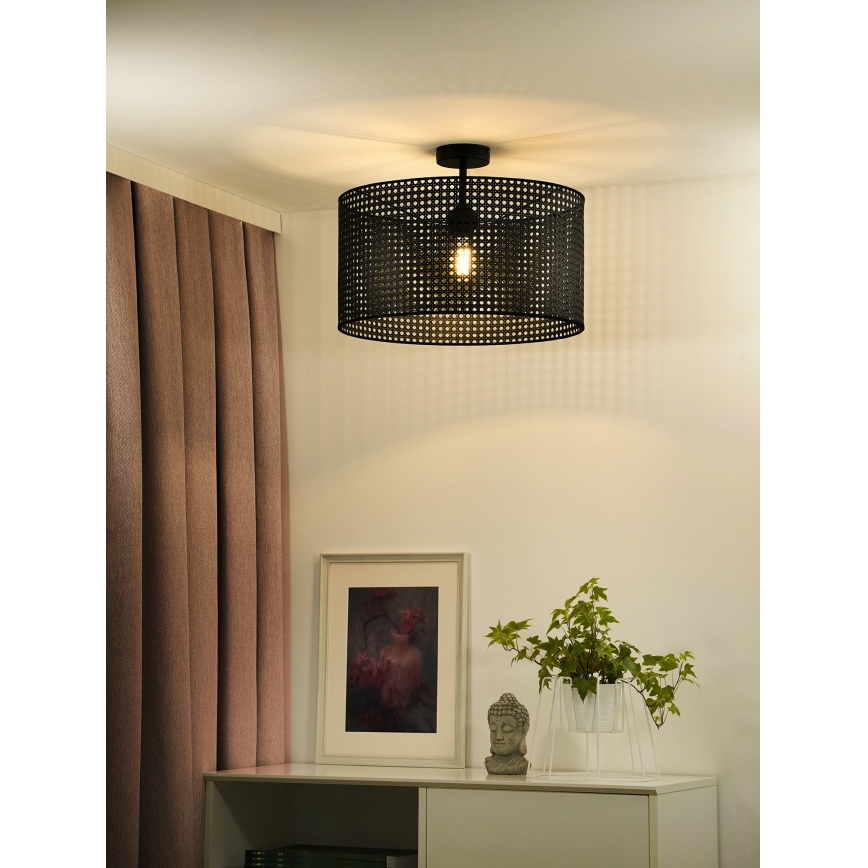 Duolla - Aufbauleuchte ROLLER RATTAN 1xE27/15W/230V d 45 cm schwarz