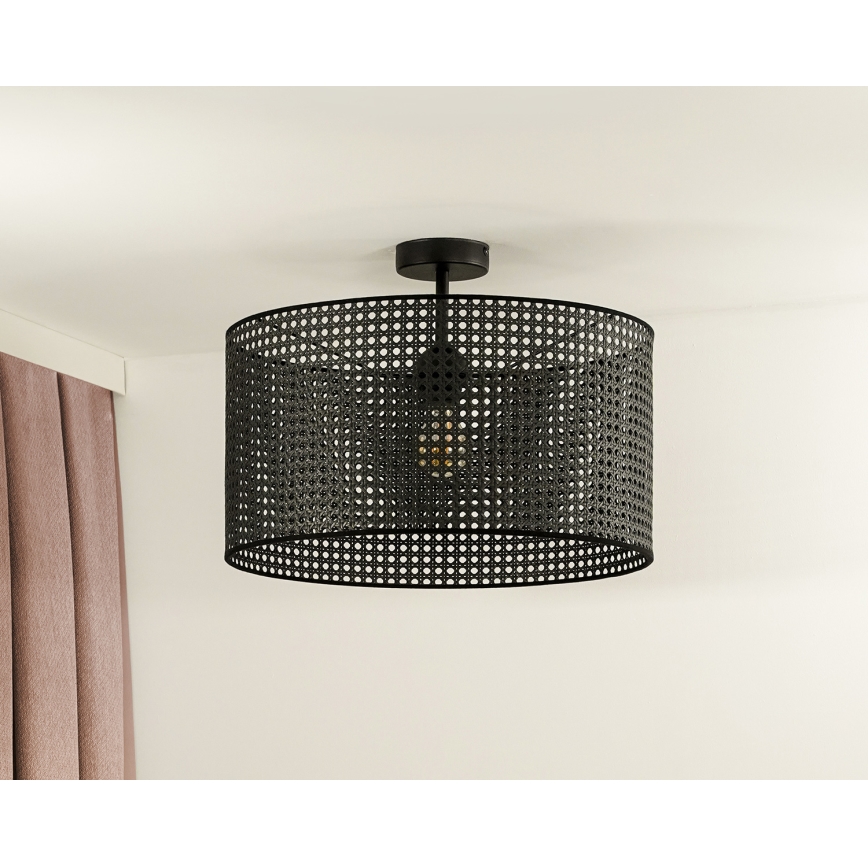 Duolla - Aufbauleuchte ROLLER RATTAN 1xE27/15W/230V d 45 cm schwarz