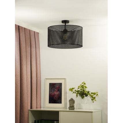 Duolla - Aufbauleuchte ROLLER RATTAN 1xE27/15W/230V d 45 cm schwarz