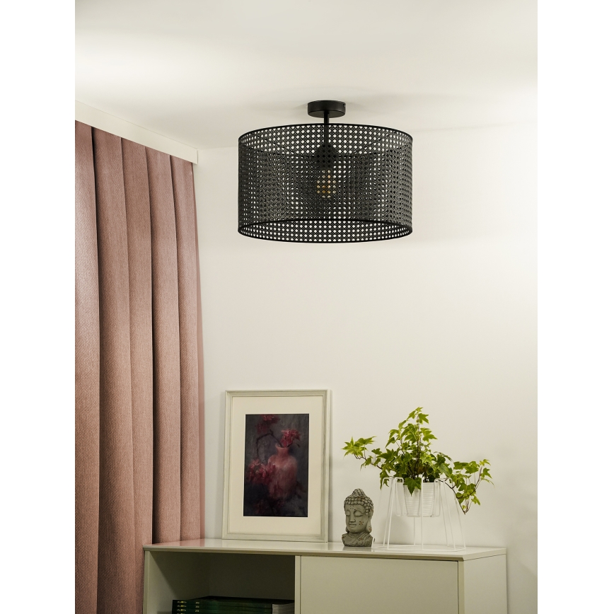Duolla - Aufbauleuchte ROLLER RATTAN 1xE27/15W/230V d 45 cm schwarz