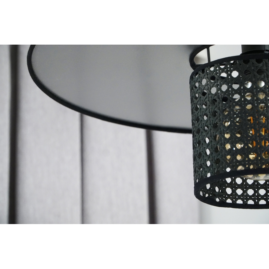 Duolla - Aufbauleuchte TOKYO RATTAN 1xE27/15W/230V d 50 cm schwarz/silbern