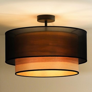 Duolla - Aufbauleuchte WOOD BOHO 1xE27/15W/230V d 45 cm schwarz/beige