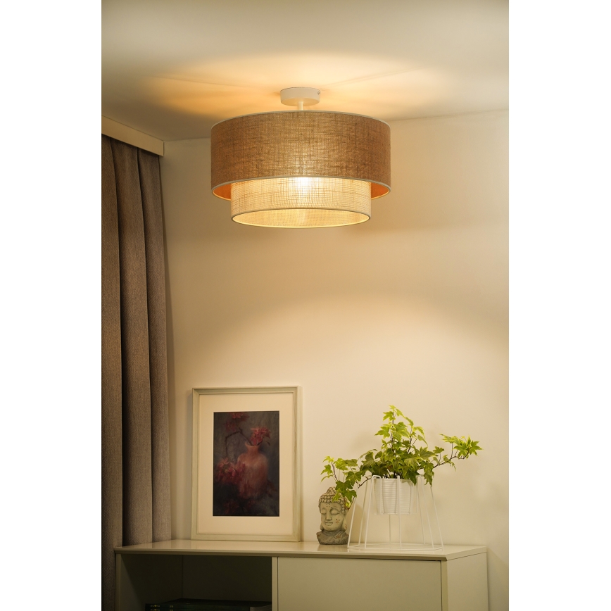 Duolla - Aufbauleuchte YUTE BOHO 1xE27/15W/230V d 45 cm braun/cremefarben