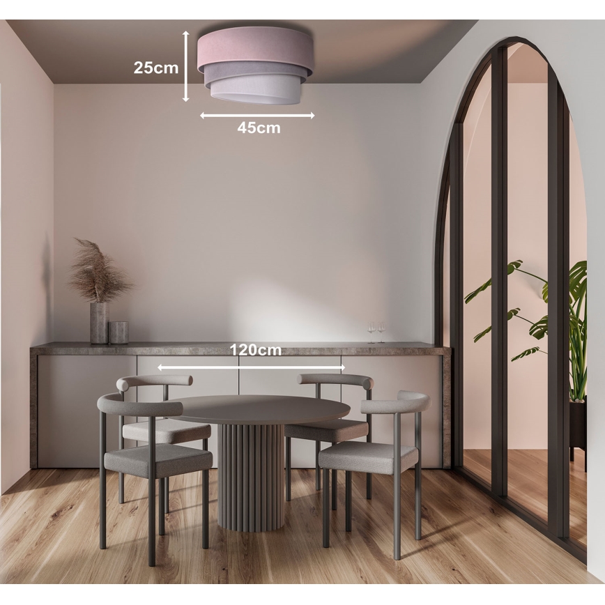 Duolla - Deckenleuchte TRIO 1xE27/15W/230V Ø 45 cm rosa/grau/weiß