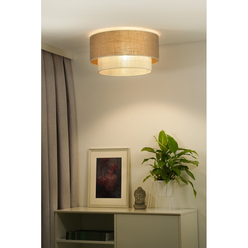 Duolla - Deckenleuchte YUTE BOHO 3xE27/15W/230V d 60 cm braun/cremefarben