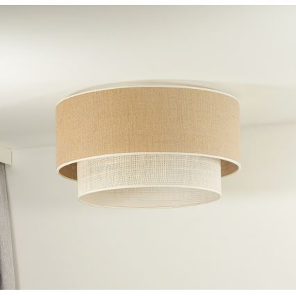 Duolla - Deckenleuchte YUTE BOHO 3xE27/15W/230V d 60 cm braun/cremefarben