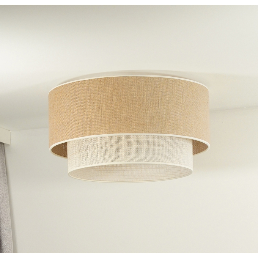 Duolla - Deckenleuchte YUTE BOHO 3xE27/15W/230V d 60 cm braun/cremefarben