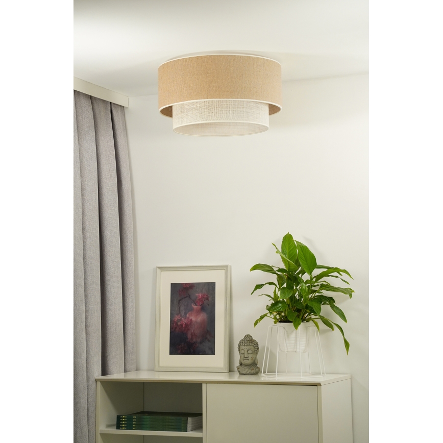 Duolla - Deckenleuchte YUTE BOHO 3xE27/15W/230V d 60 cm braun/cremefarben