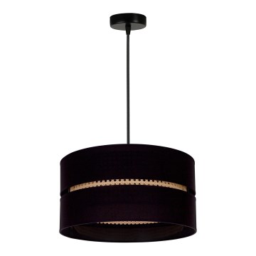 Duolla - Hängeleuchte an Kabel DUO 1xE27/15W/230V Ø 40 cm schwarz/Rattan