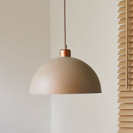 Duolla - Hängeleuchte an Kabel IRONLINE 1xE27/15W/230V Ø 27 cm beige/kupferfarben