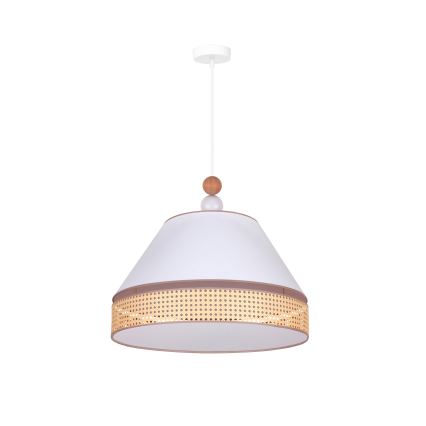 Duolla - Hängeleuchte an Schnur AVIGNON 1xE27/15W/230V d 50 cm weiß/Rattan