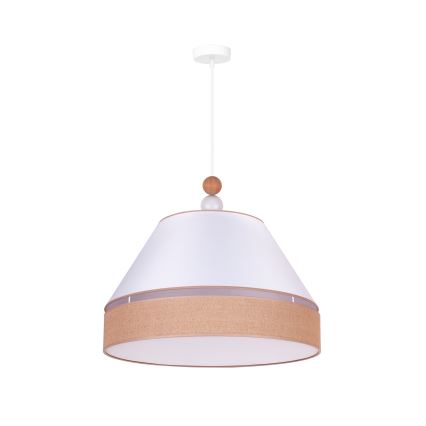Duolla - Hängeleuchte an Schnur AVIGNON 1xE27/15W/230V d 60 cm weiß/braun