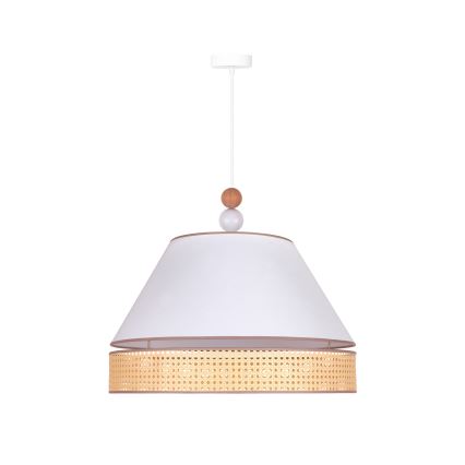 Duolla - Hängeleuchte an Schnur AVIGNON 1xE27/15W/230V d 60 cm weiß/Rattan