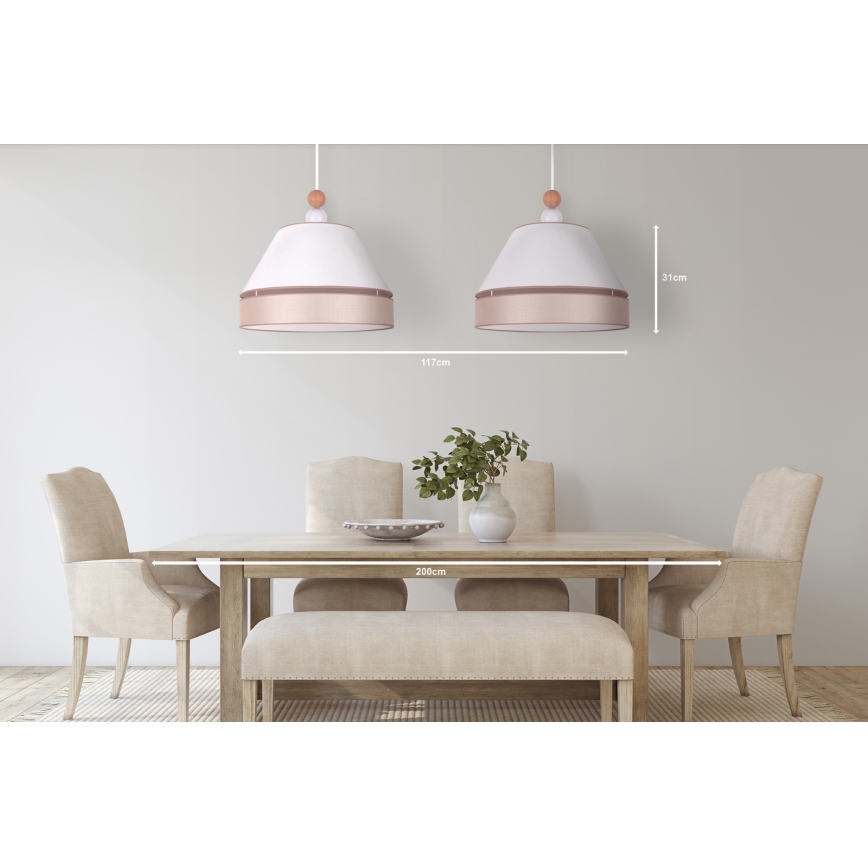 Duolla - Hängeleuchte an Schnur AVIGNON 2xE27/15W/230V weiß/beige