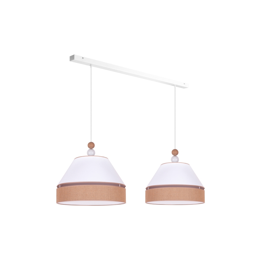 Duolla - Hängeleuchte an Schnur AVIGNON 2xE27/15W/230V weiß/braun