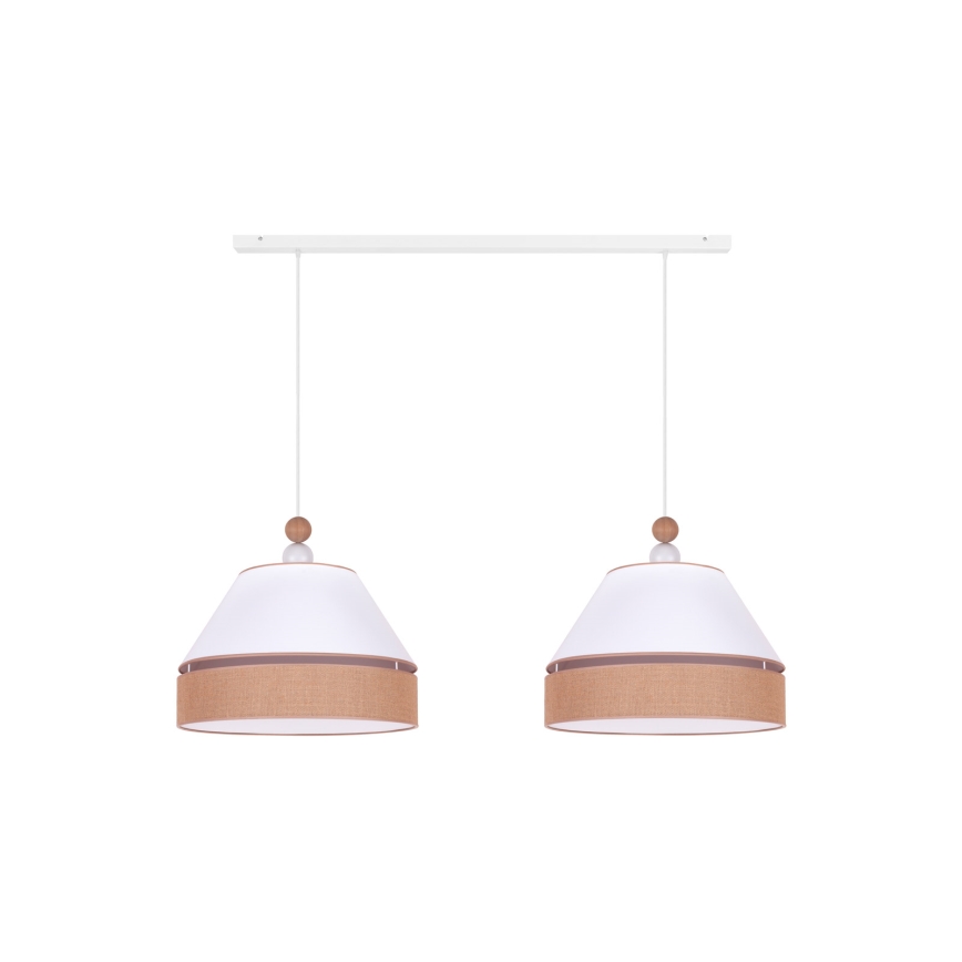 Duolla - Hängeleuchte an Schnur AVIGNON 2xE27/15W/230V weiß/braun