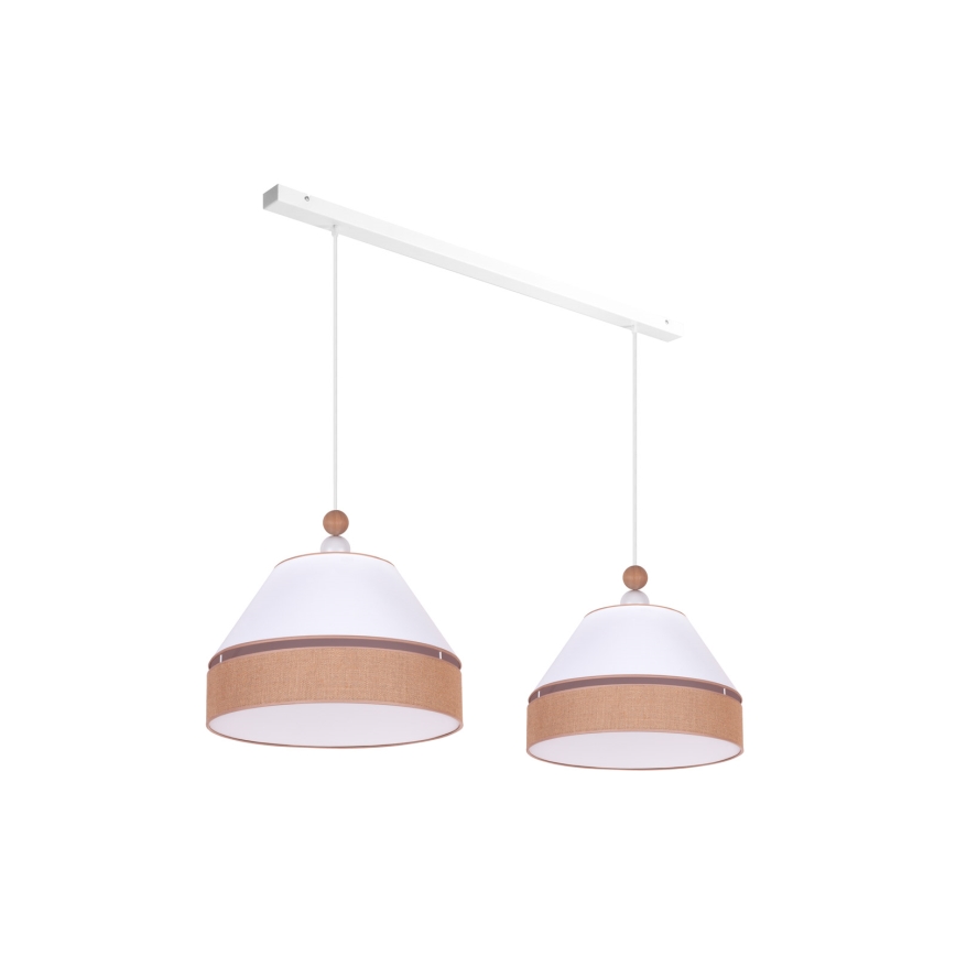 Duolla - Hängeleuchte an Schnur AVIGNON 2xE27/15W/230V weiß/braun