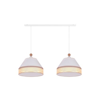 Duolla - Hängeleuchte an Schnur AVIGNON 2xE27/15W/230V weiß/Rattan