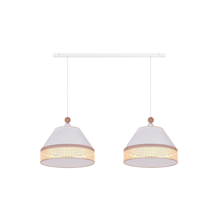 Duolla - Hängeleuchte an Schnur AVIGNON 2xE27/15W/230V weiß/Rattan