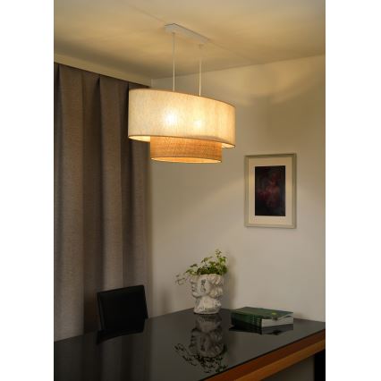 Duolla - Hängeleuchte an Schnur DOUBLE OVAL NATURE 2xE27/15W/230V cremefarben/beige