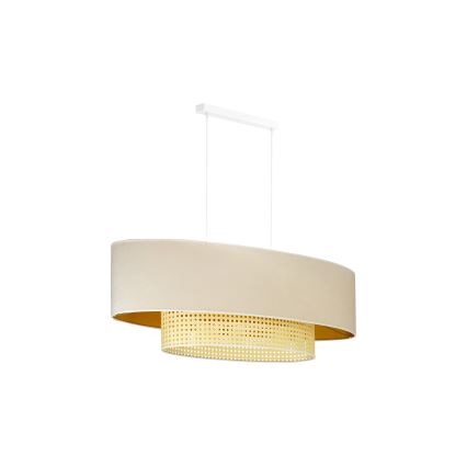 Duolla - Hängeleuchte an Schnur DOUBLE OVAL RATTAN 2xE27/15W/230V cremefarben/Rattan