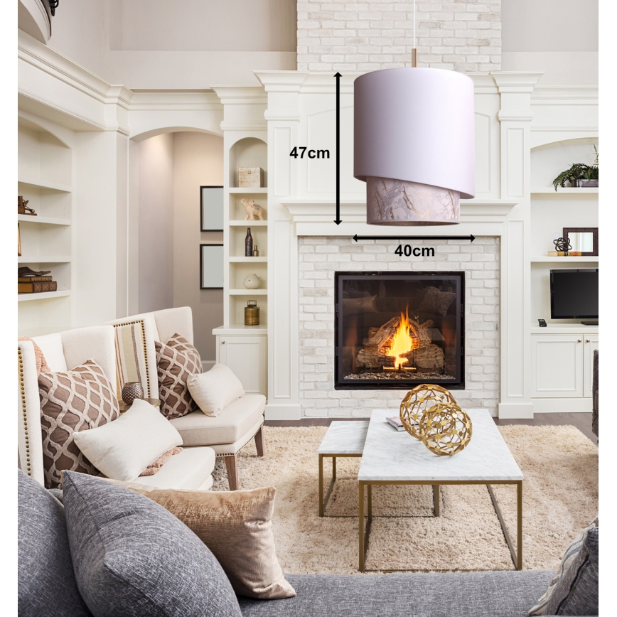 Duolla - Hängeleuchte an Schnur PARIS 1xE27/15W/230V d 40 cm weiß/beige