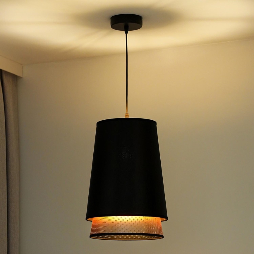 Duolla - Hängeleuchte BELL SHINY 1xE27/15W/230V d 25 cm schwarz/kupfern