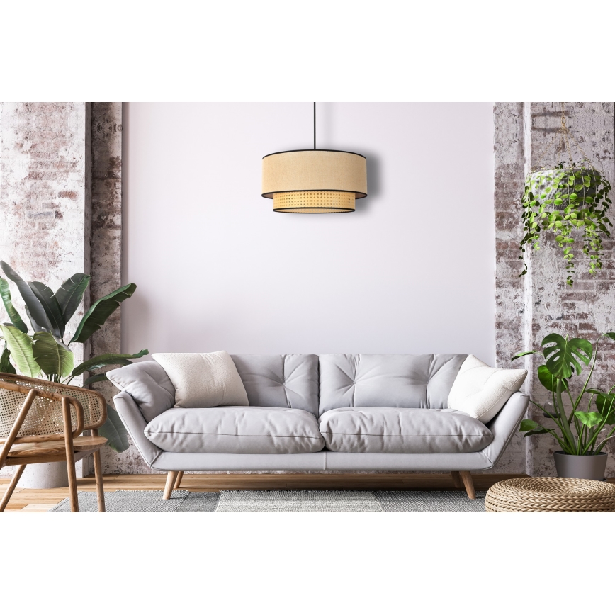 Duolla - Hängeleuchte BOHO 1xE27/15W/230V d 45 cm beige/Rattan