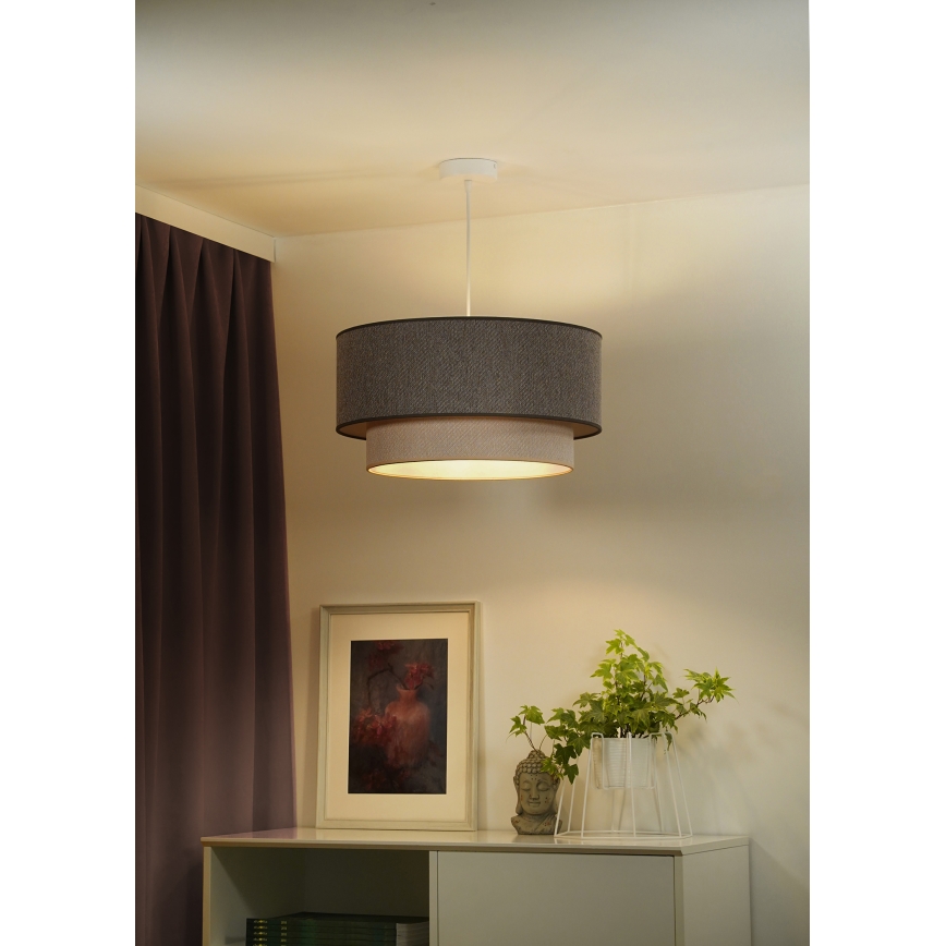 Duolla - Hängeleuchte BOHO ECO RECYCLING 1xE27/15W/230V d 45 cm braun/cremefarben