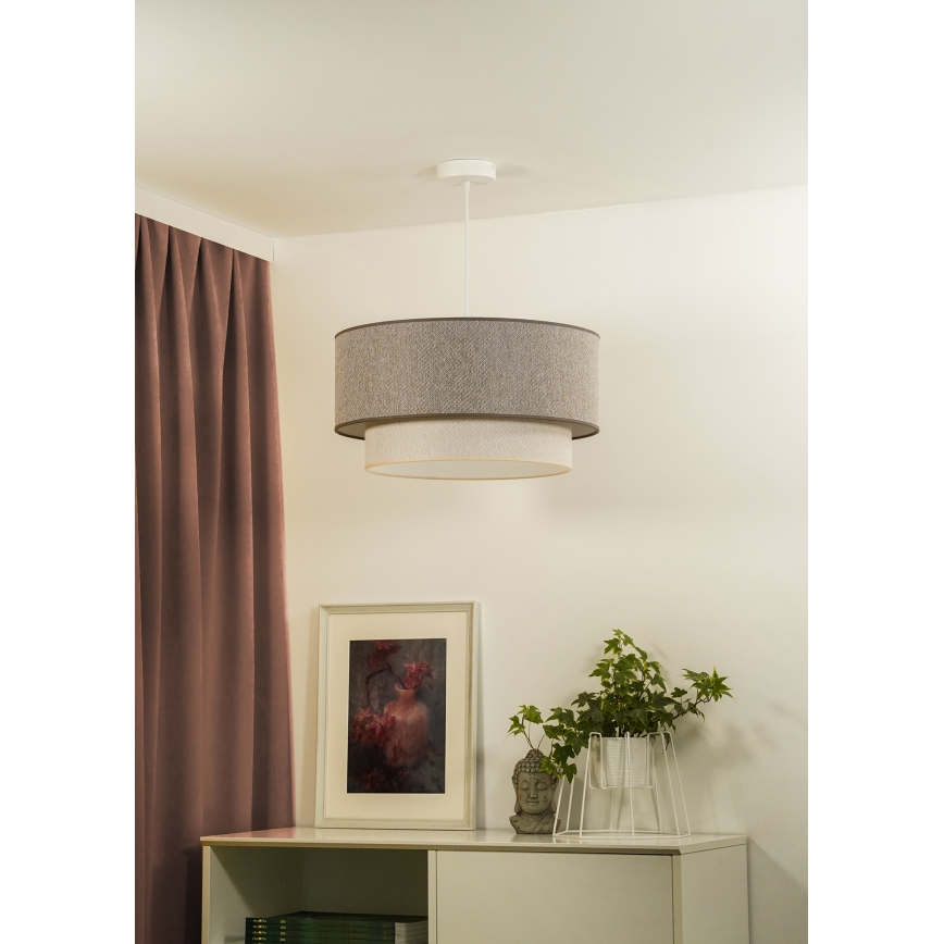 Duolla - Hängeleuchte BOHO ECO RECYCLING 1xE27/15W/230V d 45 cm braun/cremefarben