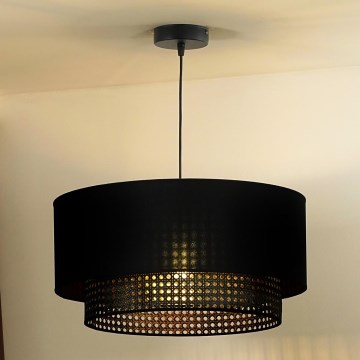 Duolla - Hängeleuchte BOHO RATTAN 1xE27/15W/230V d 45 cm schwarz