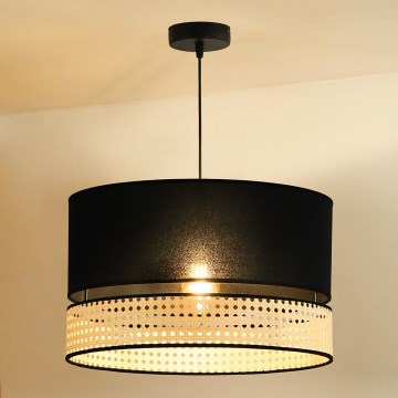 Duolla - Hängeleuchte DOUBLE RATTAN 1xE27/15W/230V d 40 cm schwarz/beige