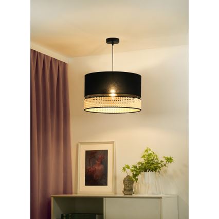 Duolla - Hängeleuchte DOUBLE RATTAN 1xE27/15W/230V d 40 cm schwarz/beige