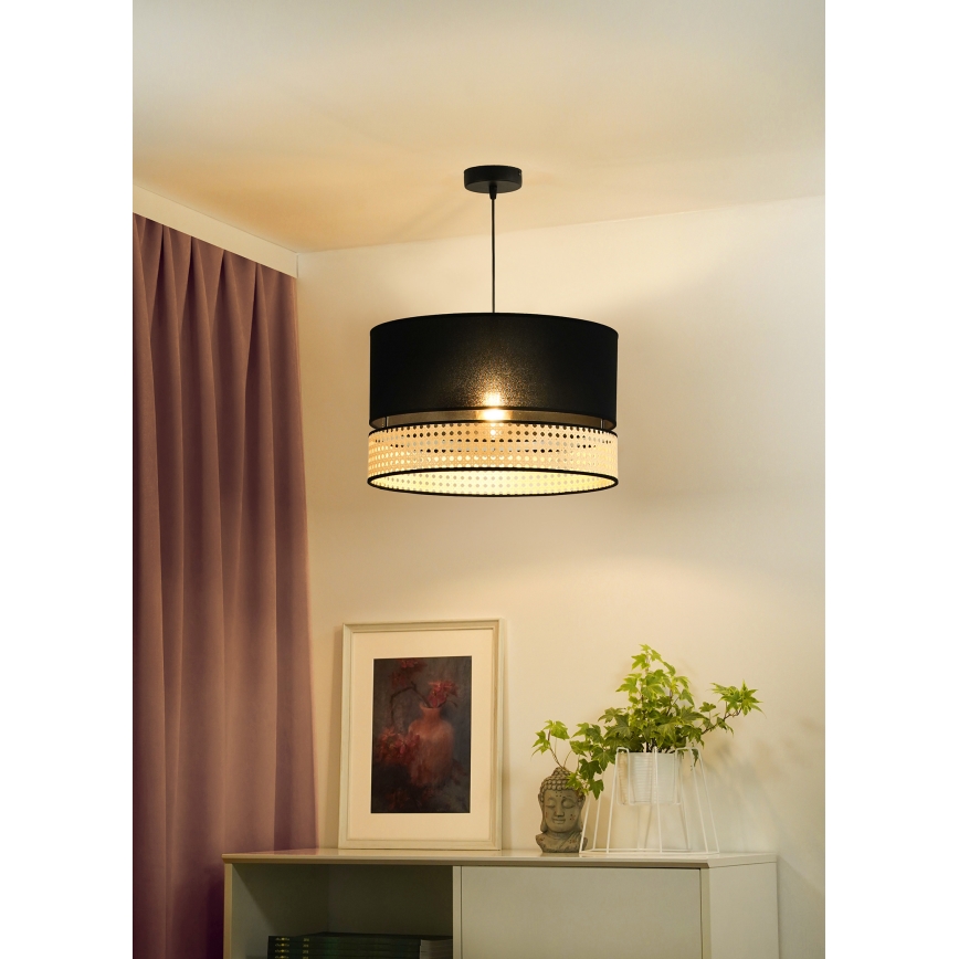Duolla - Hängeleuchte DOUBLE RATTAN 1xE27/15W/230V d 40 cm schwarz/beige
