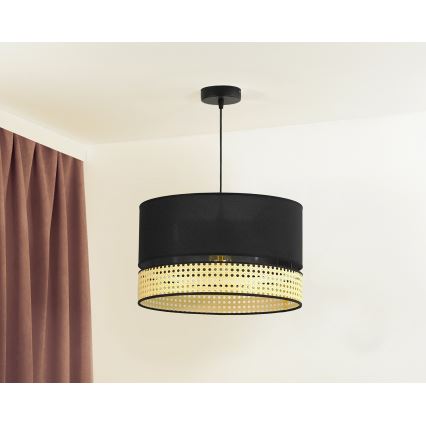 Duolla - Hängeleuchte DOUBLE RATTAN 1xE27/15W/230V d 40 cm schwarz/beige