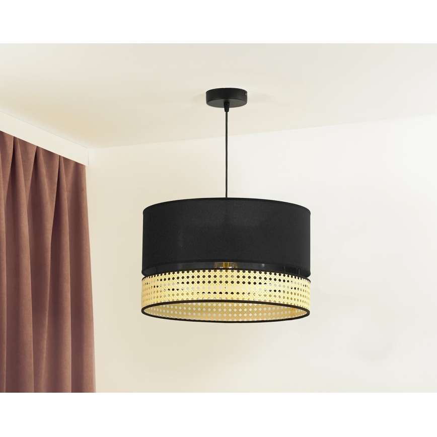 Duolla - Hängeleuchte DOUBLE RATTAN 1xE27/15W/230V d 40 cm schwarz/beige